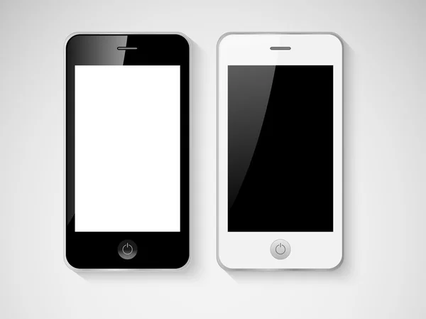 Black and white mobile smart phones illustration — Stock Vector