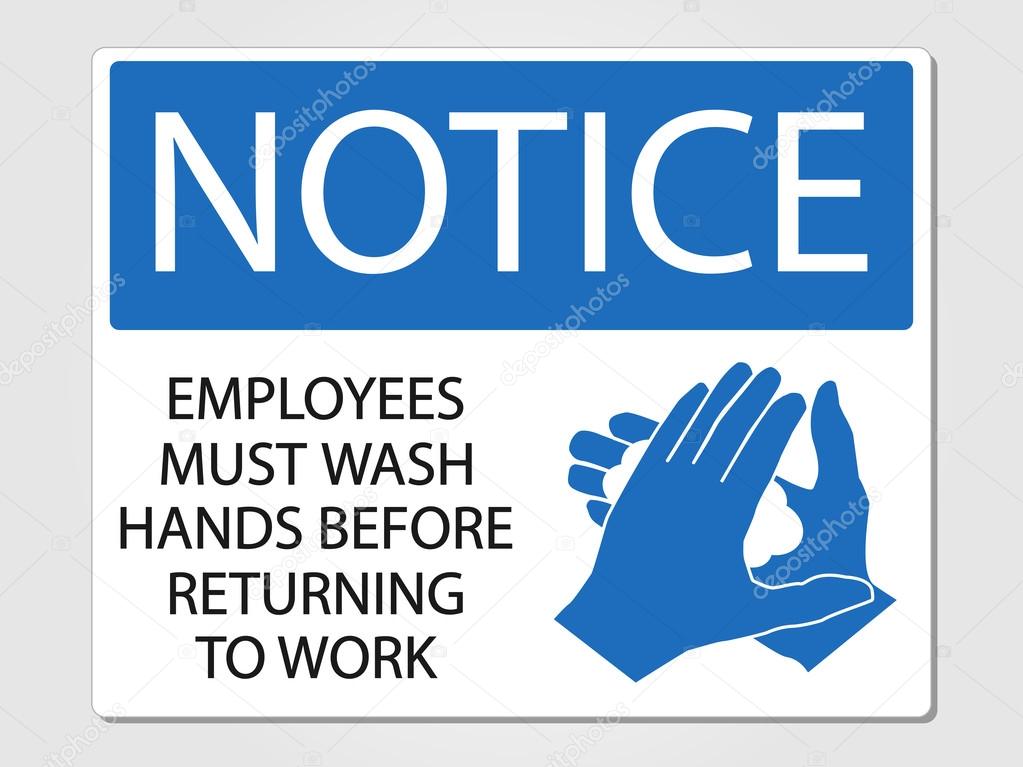 Employees wash hands sign