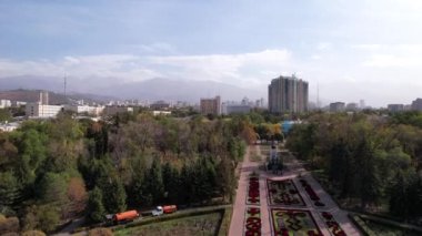 Autumn city of Almaty. High mountains and a park.