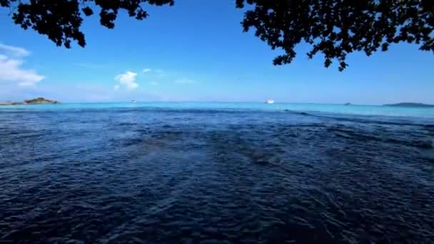 Κύματα κυματίζουν στην παραλία. Όμορφη θέα στη θάλασσα — Αρχείο Βίντεο