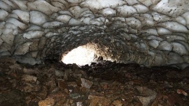 Buz mağarası, yazın dağlarda bir mağara.