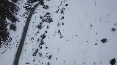 People relax in the winter forest in the mountains