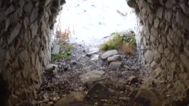 Stone castle, near the walls and inside.