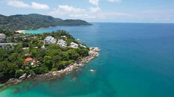 Clear Water Rocky Kata Beach Bottom Visible Aerial View Ocean — Stock Photo, Image