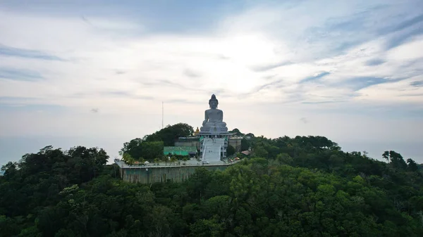 Drone Vista Del Gran Buda Tailandia Gran Buda Está Sentado —  Fotos de Stock