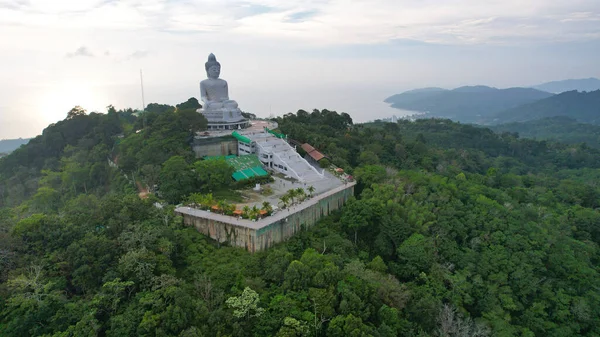 Drone Vista Del Gran Buda Tailandia Gran Buda Está Sentado —  Fotos de Stock