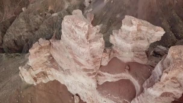 Wielki Kanion Charyn Skały Skał Osadowych Ogromne Pęknięcia Skałach Ziemia — Wideo stockowe