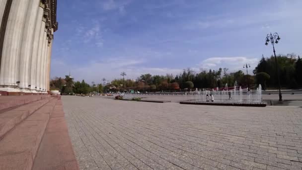 Timelapse City Center Old Square Almaty People Business Cars Buses — Stockvideo