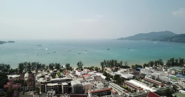 Vista Drone Cidade Patong Ilha Phuket Casas Diferentes Alturas Ficam — Vídeo de Stock