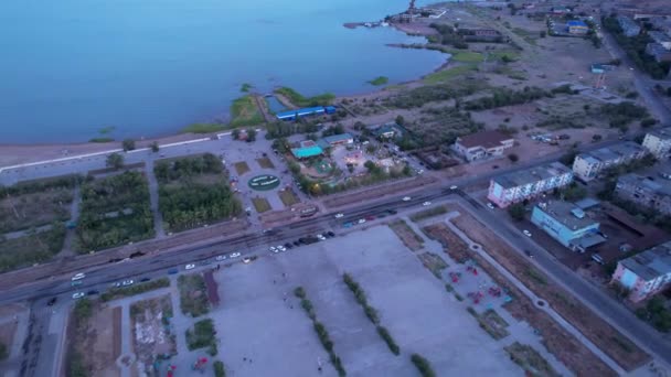 Birds Eye View Childrens Attractions Drone Bright Lights Different Lanterns — Vídeo de stock