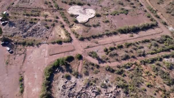 View Height Drone Old Broken Abandoned Camp Shore Lake Balkhash — Αρχείο Βίντεο
