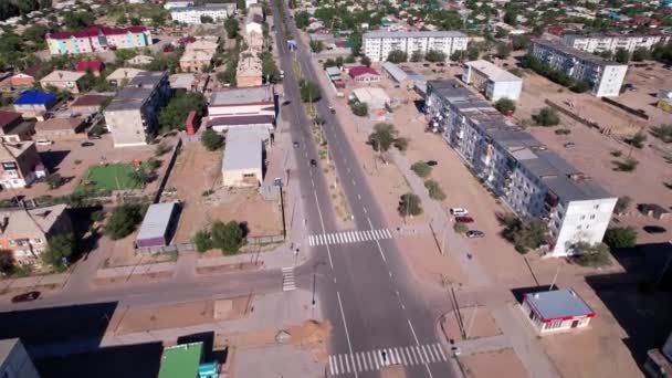 Small Town Balkhash View Drone New Old Houses Playgrounds Being — Stockvideo