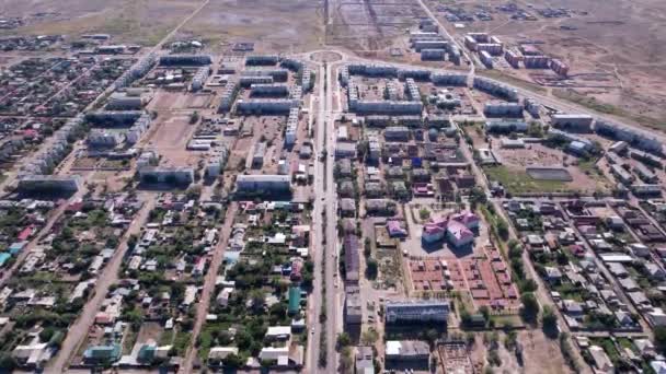 Small Town Balkhash View Drone New Old Houses Playgrounds Being — Stockvideo