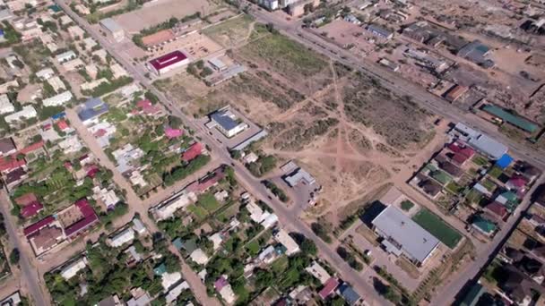 Small Town Balkhash View Drone New Old Houses Playgrounds Being — ストック動画