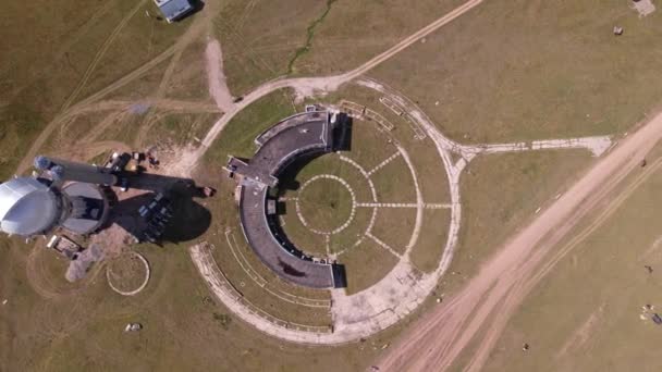 Top View Observatory Dome Old Building Shadow Huge Telescope Falls — Videoclip de stoc