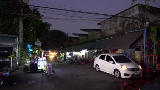 Dobry Wieczór Tajlandzki Rynek Ludzie Wracają Domu Ulicy Znajdują Się — Wideo stockowe