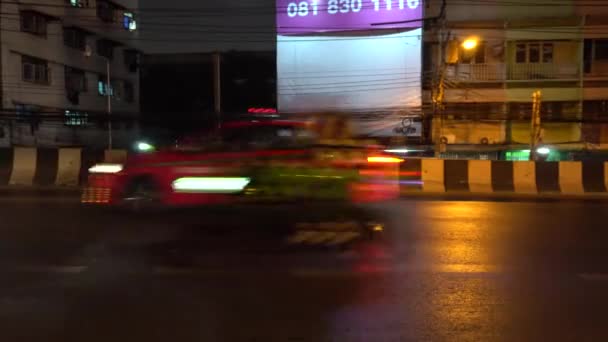 Calles Nocturnas Bangkok Hay Muchos Coches Carretera Hubo Atasco Tráfico — Vídeo de stock