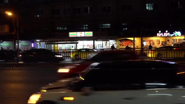 Calles Nocturnas Bangkok Hay Muchos Coches Carretera Hubo Atasco Tráfico — Vídeos de Stock