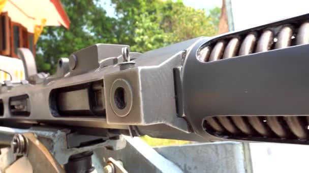 Aussichtsplattform Mit Einer Militärkanone Maschinengewehr Ufer Der Schutz Der Insel — Stockvideo