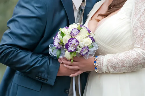 Ramo de boda azul y blanco — Foto de Stock