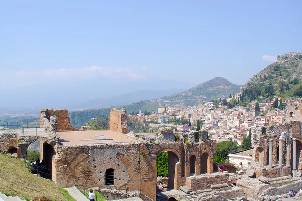 Taormina tiyatro Sicilya, İtalya — Stok fotoğraf