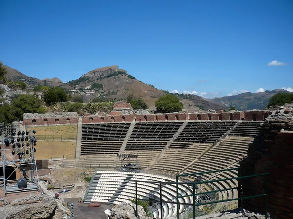 O antigo teatro de Taormina, Sicília — Fotografia de Stock