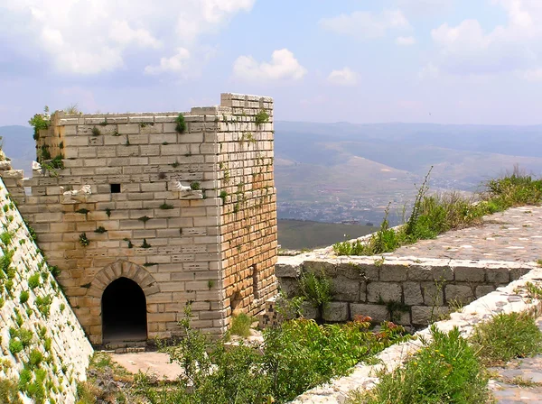 Uitzicht vanaf de krak des chevaliers, kruisvaarders Fort, Syrië — Stockfoto