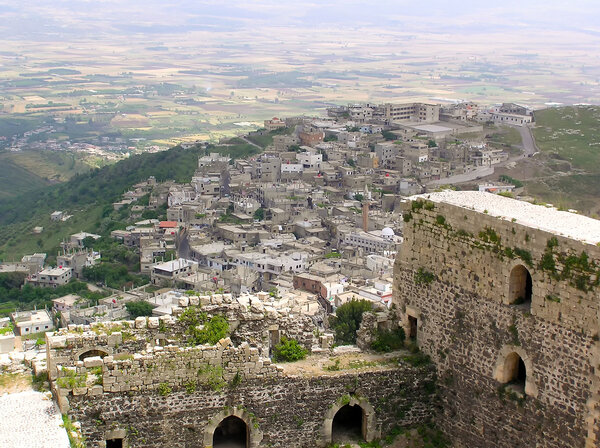 View from the Krak des Chevaliers, crusaders fortress, Syria