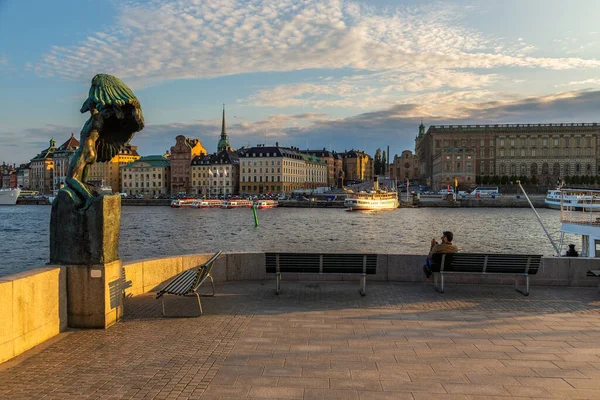 Stockholm Maj 2016 Utsikt Över Gamla Stan Från Sodra Blasieholmshamnen — Stockfoto