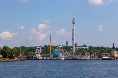 Stockholm, İsveç - 25 Haziran 2016: Stockholm şehir merkezindeki bir lunapark olan Eclipse 'in görüntüsü.