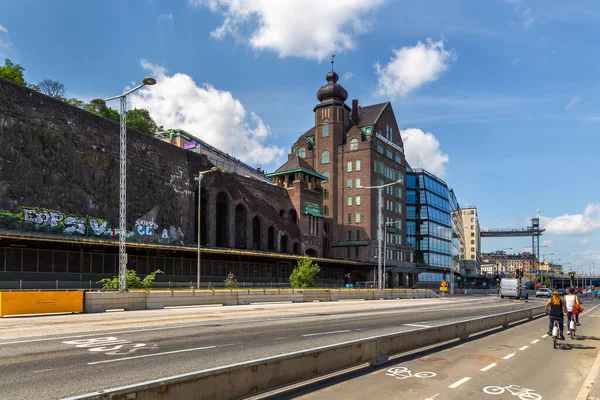 Stockholm Svédország 2016 Június Szcenikus Kilátás Sodermalm Kikötői Épületeire Stockholm — Stock Fotó