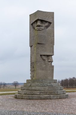 Grunwald, Polonya - 05 Şubat 2018: Grunwald Muharebesi 'nin tarlaları ve anıtları.