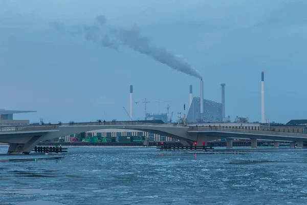 Copenhagen Denmark March 2018 View Industrial Part City Smoky Tall — Stock Photo, Image