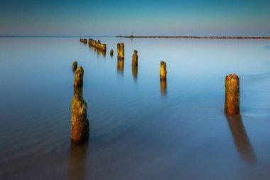Gorki Zachodnie 'deki Gdansk Körfezi' nin manzarası. Baltık Denizi, Kuzey Polonya.