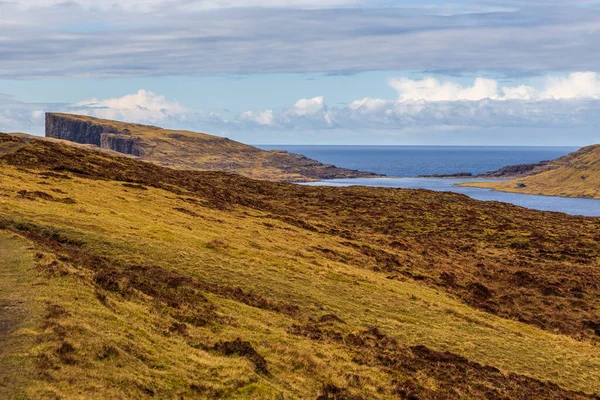 Udsigt Leitisvatn Søen Havet Gåture Område Tørv Felt Traelanipan Trail - Stock-foto