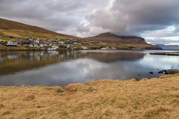 Sandavagur Ilhas Faroé Abril 2018 Vista Sandavagur Ilha Vagar Uma — Fotografia de Stock