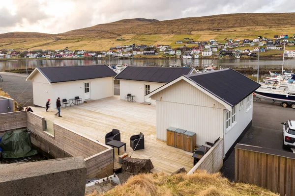 Sandavagur Ilha Faroé Abril 2018 Vista Pequeno Porto Sandavagur Ilha — Fotografia de Stock