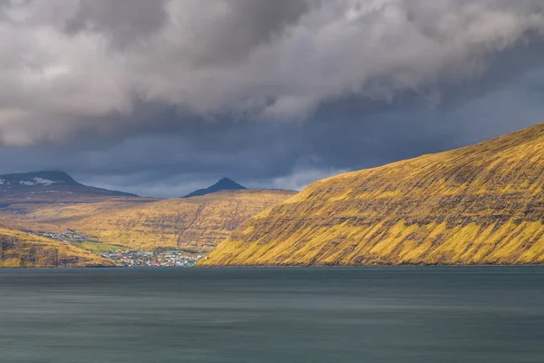 Pohled Ostrov Streymoy Pobřeží Atlantského Oceánu Vagar Islandu Poblíž Bouřkový — Stock fotografie