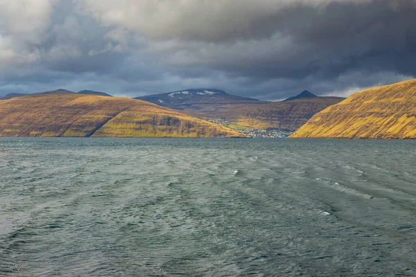 Pohled Ostrov Streymoy Pobřeží Atlantského Oceánu Vagar Islandu Poblíž Bouřkový — Stock fotografie