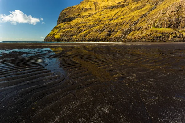 Osin Bay Connecting Village Saksun Atlantic Ocean Black Sand Steep — Stock Photo, Image