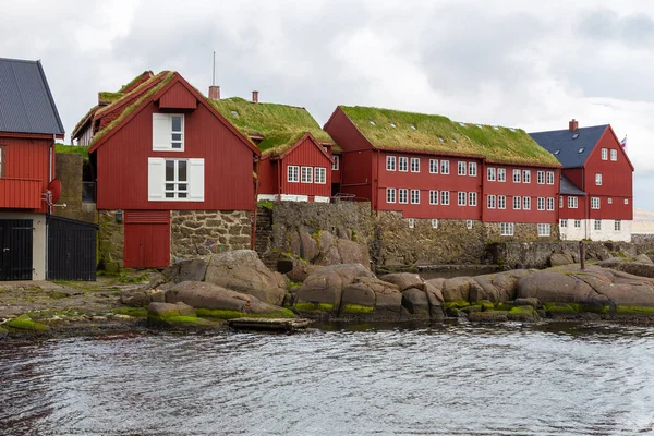 Alguns Edifícios Antigos Tradicionais Tinganes Torshavn Ilhas Faroé Dinamarca — Fotografia de Stock