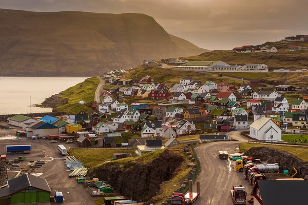 Eidi Ilhas Faroé Dinamarca Maio 2018 Pequena Cidade Portuária Ilha — Fotografia de Stock
