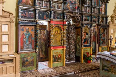 Lviv, Ukrayna - 08 Haziran 2018: St. Kazimierz 'in İçi ve Eski Kentteki Merhamet Rahibeleri Manastırı.