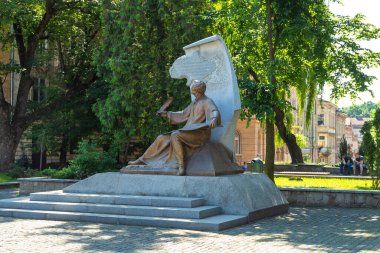 Lviv, Ukrayna - 09 Haziran 2018: Mykhailo Werbycki Anıtı, Mykhailovych Verbytsky, Eski Şehir. Ukraynalı Katolik rahip ve besteci.