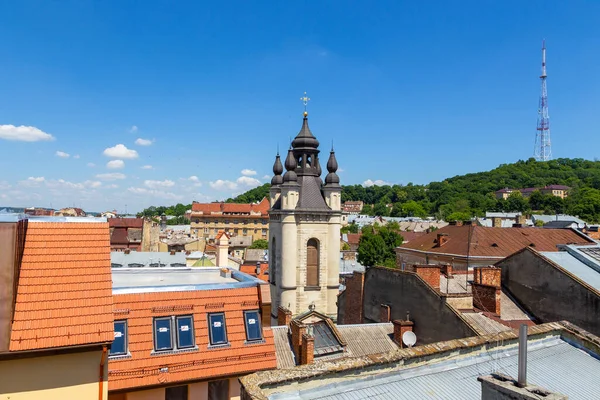 Lviv Ucrania Junio 2018 Vista Los Tejados Histórica Ciudad Vieja —  Fotos de Stock