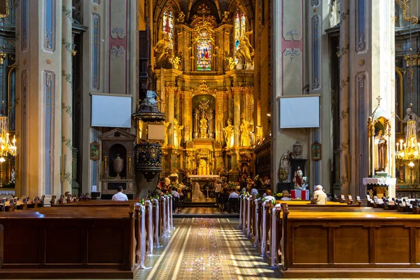 Lviv Ucrania Junio 2018 Interior Catedral Latina Catedral Basílica Asunción — Foto de Stock