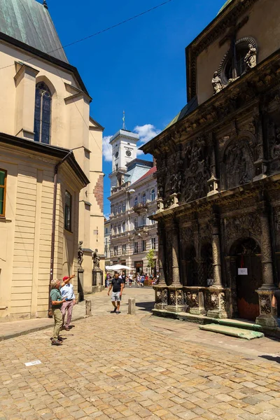 Lviv Ucrania Junio 2018 Capilla Boim Monumento Arquitectura Religiosa Plaza —  Fotos de Stock