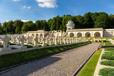Lviv, Ukrayna - 09 Haziran 2018: Lychakiv Mezarlığındaki Lviv 'in Savunucuları Mezarlığı, Devlet Tarihi ve Kültür Müzesi-Koruma Alanı, Lviv' deki tarihi mezarlık.