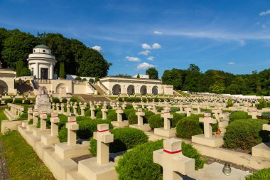 Lviv, Ukrayna - 09 Haziran 2018: Lychakiv Mezarlığındaki Lviv 'in Savunucuları Mezarlığı, Devlet Tarihi ve Kültür Müzesi-Koruma Alanı, Lviv' deki tarihi mezarlık.
