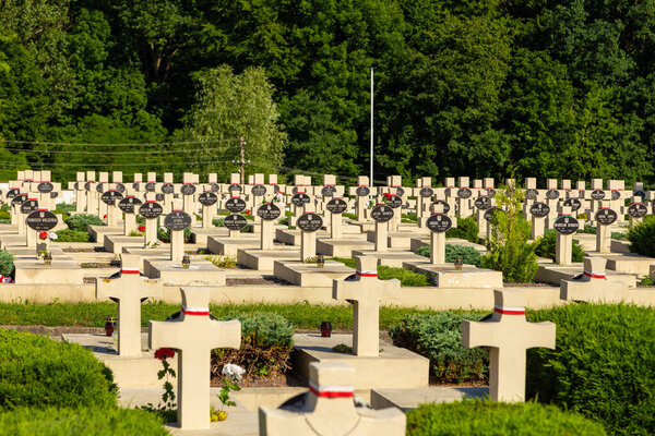 Lviv, Ukraine - 09 June 2018: The Cemetery of the Defenders of Lviv in Lychakiv Cemetery, State History and Culture Museum-Preserve, historic cemetery in Lviv.